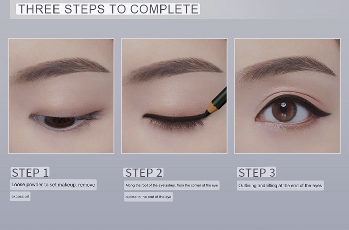 The steps of drawing eyeliner